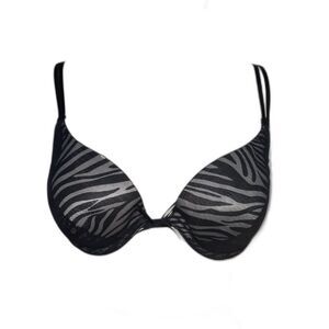 Black Lace Zebra Print Bra 36B